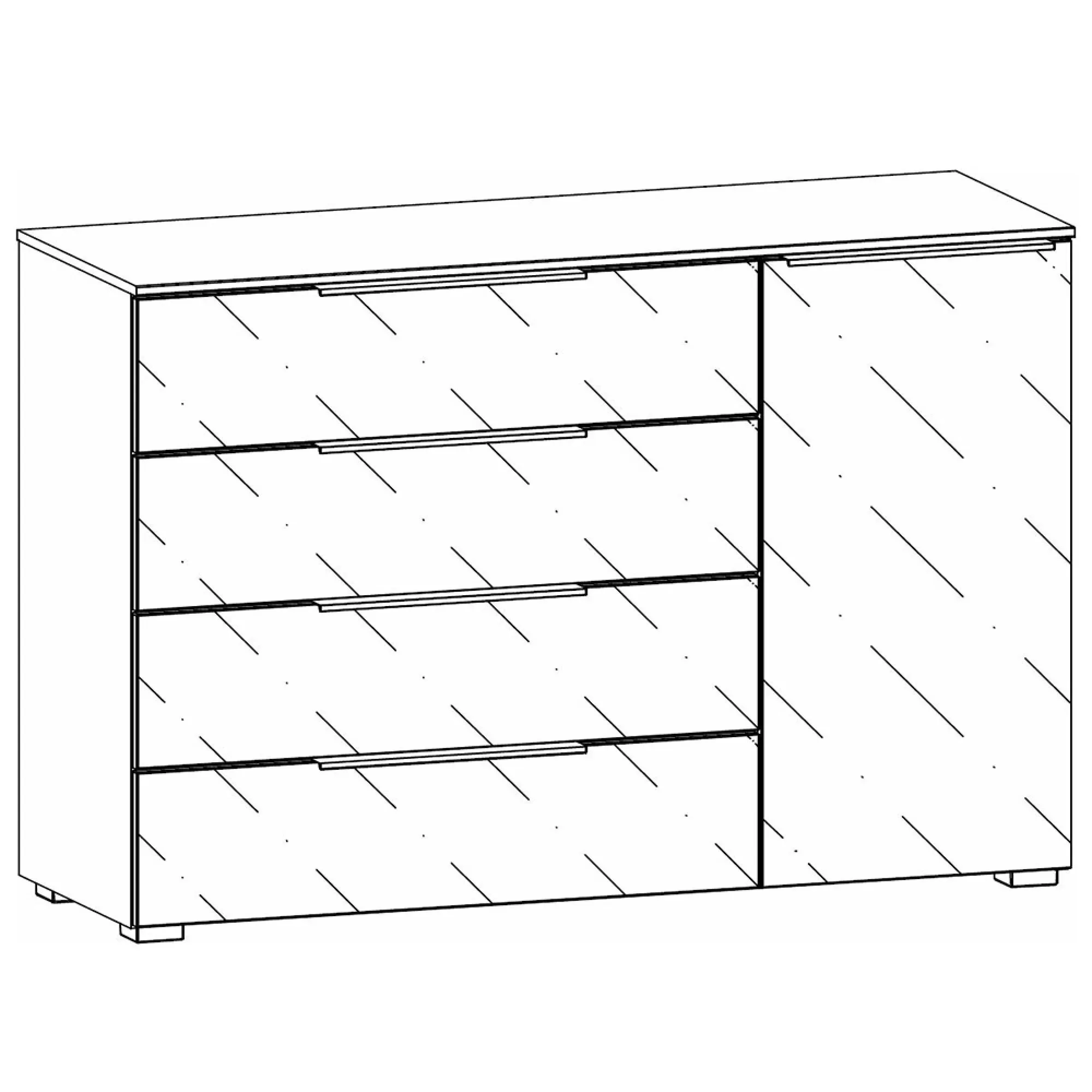 Monostar Wide Sideboard - Metallic Dark Grey, Glass