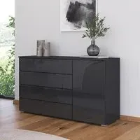 Monostar Wide Sideboard - Metallic Dark Grey, Glass