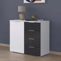 Monza 1 Door Chest - Alpine White, Metallic Dark Grey