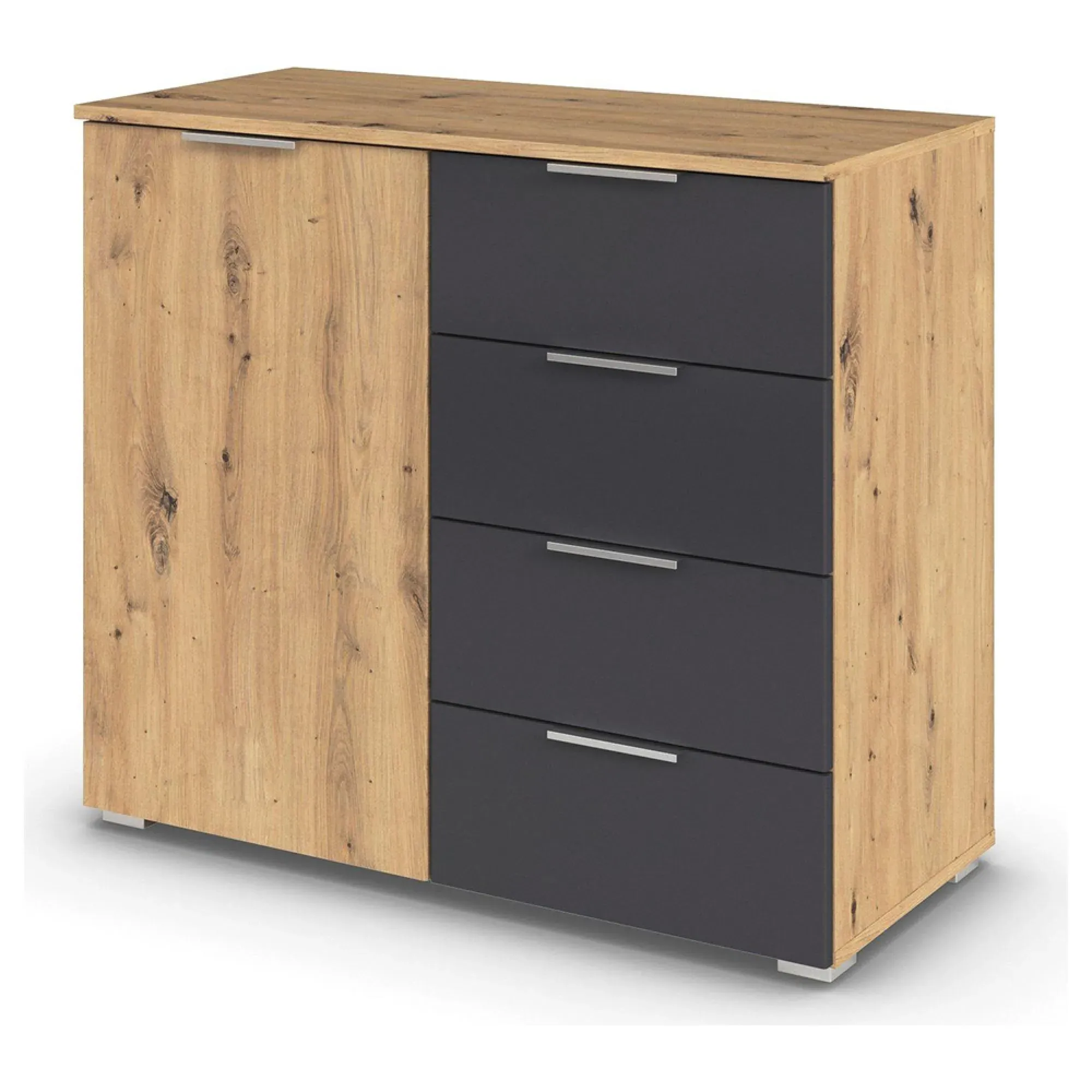 Monza 1 Door Chest - Artisan Oak, Metallic Dark Grey