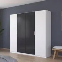 Monza 4 Door Wardrobe - Alpine White, Metallic Dark Grey