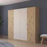 Monza 4 Door Wardrobe - Artisan Oak, Champagne
