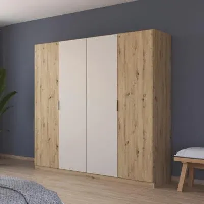 Monza 4 Door Wardrobe - Artisan Oak, Champagne