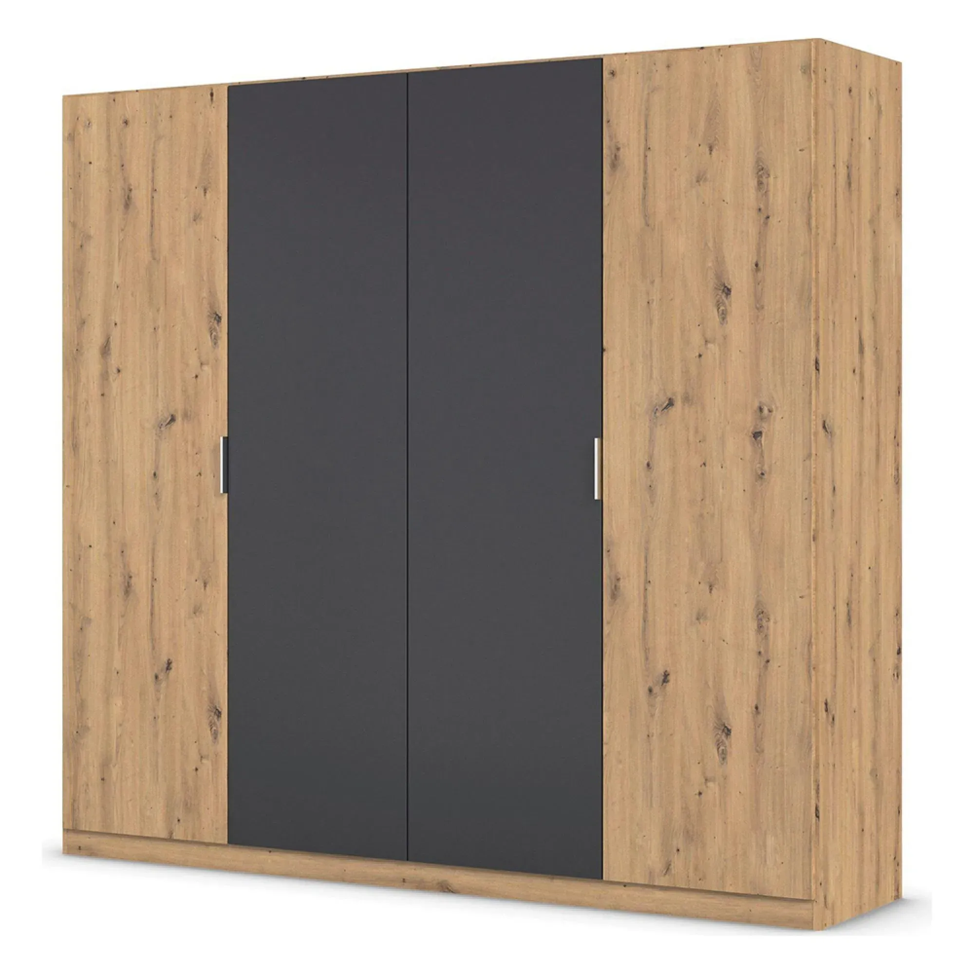 Monza 4 Door Wardrobe - Artisan Oak, Metallic Dark Grey
