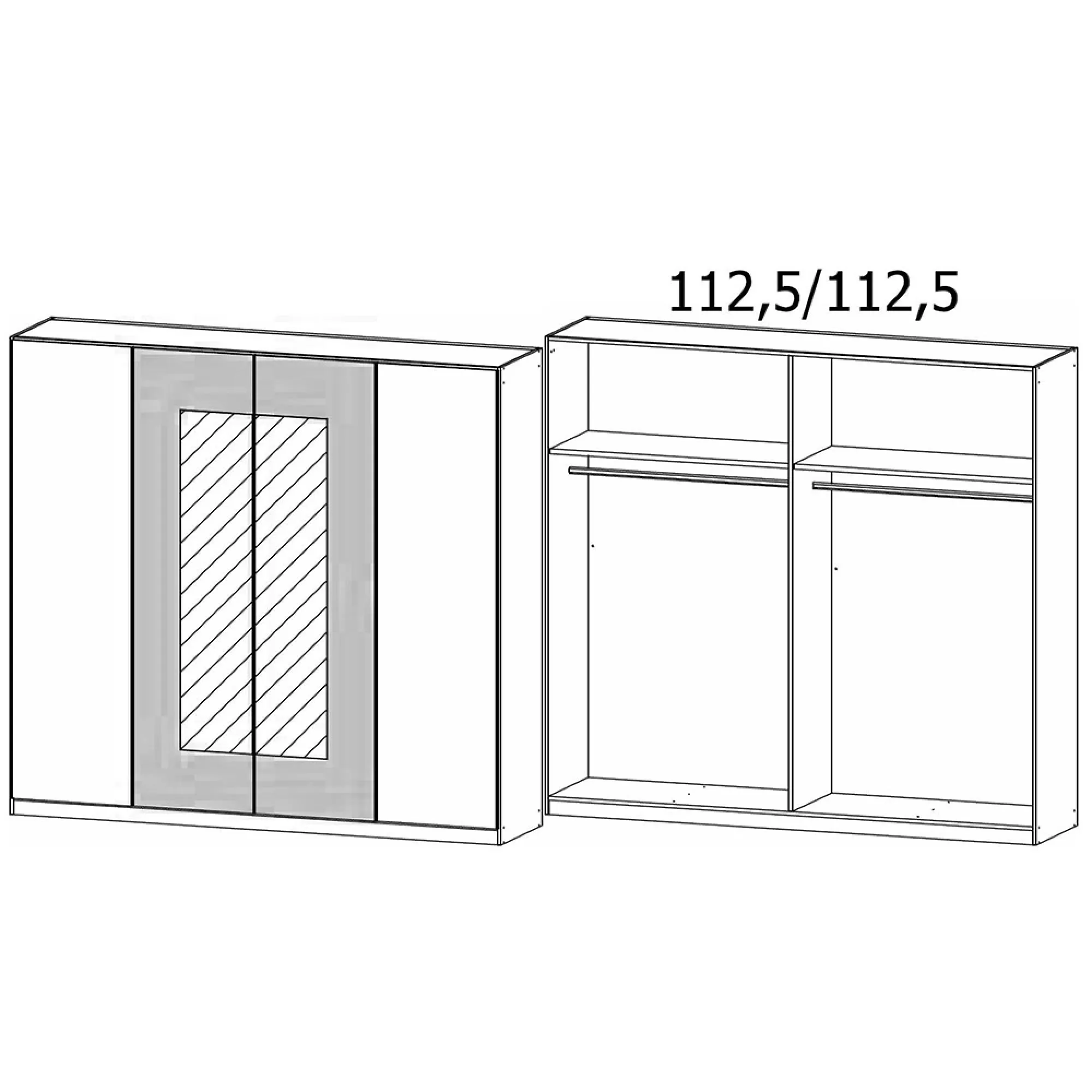 Monza 4 Door Wardrobe with Mirror - Alpine White, Metallic Dark Grey