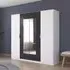Monza 4 Door Wardrobe with Mirror - Alpine White, Metallic Dark Grey