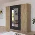 Monza 4 Door Wardrobe with Mirror - Artisan Oak, Metallic Dark Grey