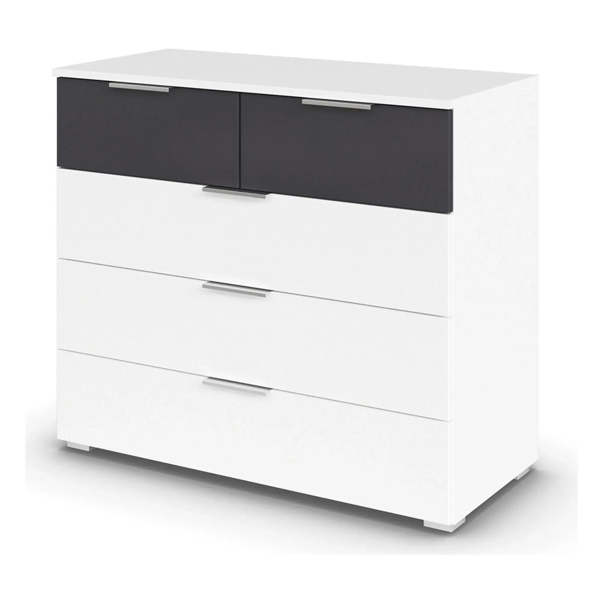 Monza 5 Drawer Chest - Alpine White, Metallic Dark Grey