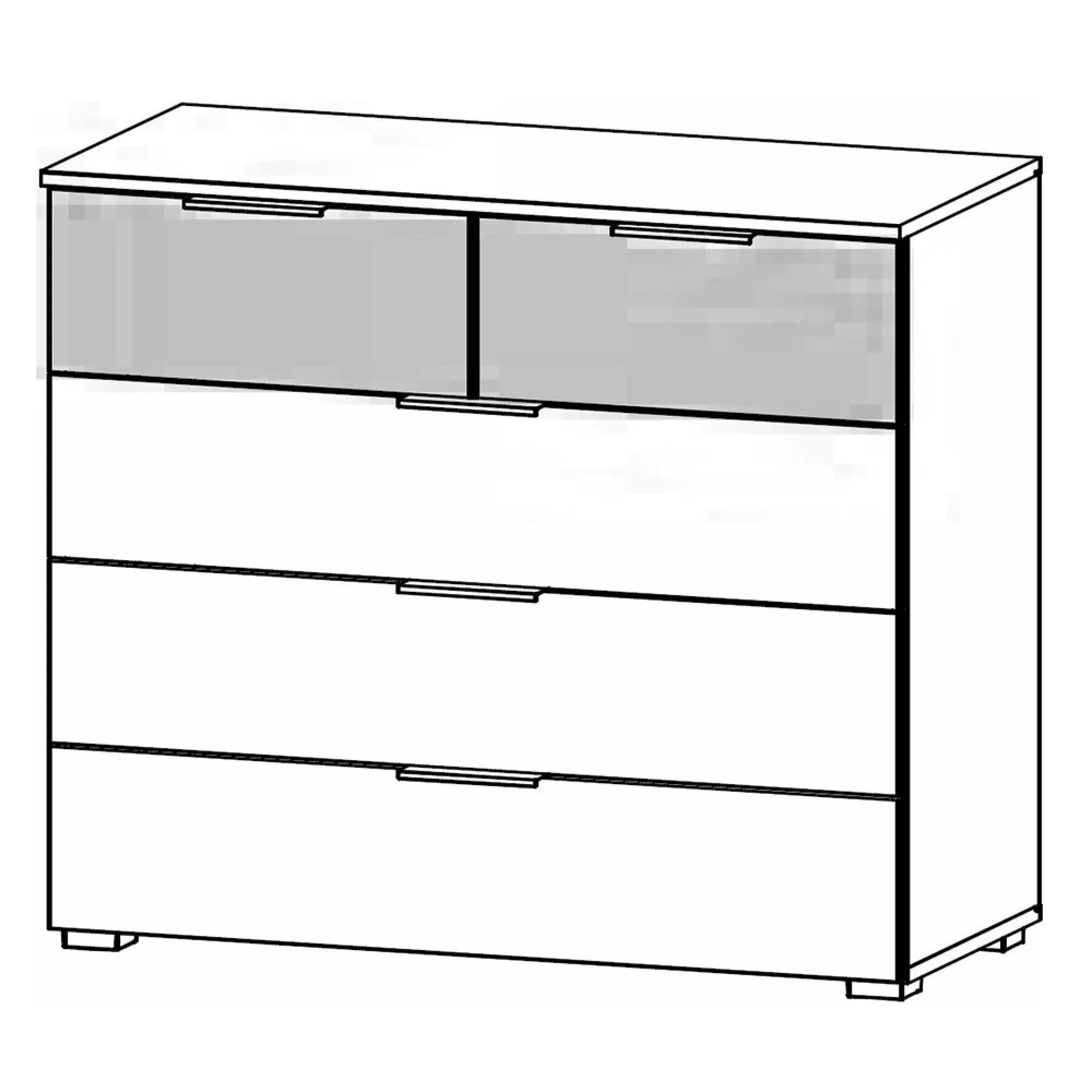 Monza 5 Drawer Chest - Alpine White, Metallic Dark Grey