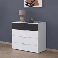 Monza 5 Drawer Chest - Alpine White, Metallic Dark Grey