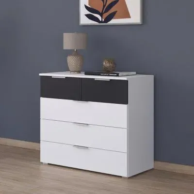 Monza 5 Drawer Chest - Alpine White, Metallic Dark Grey image