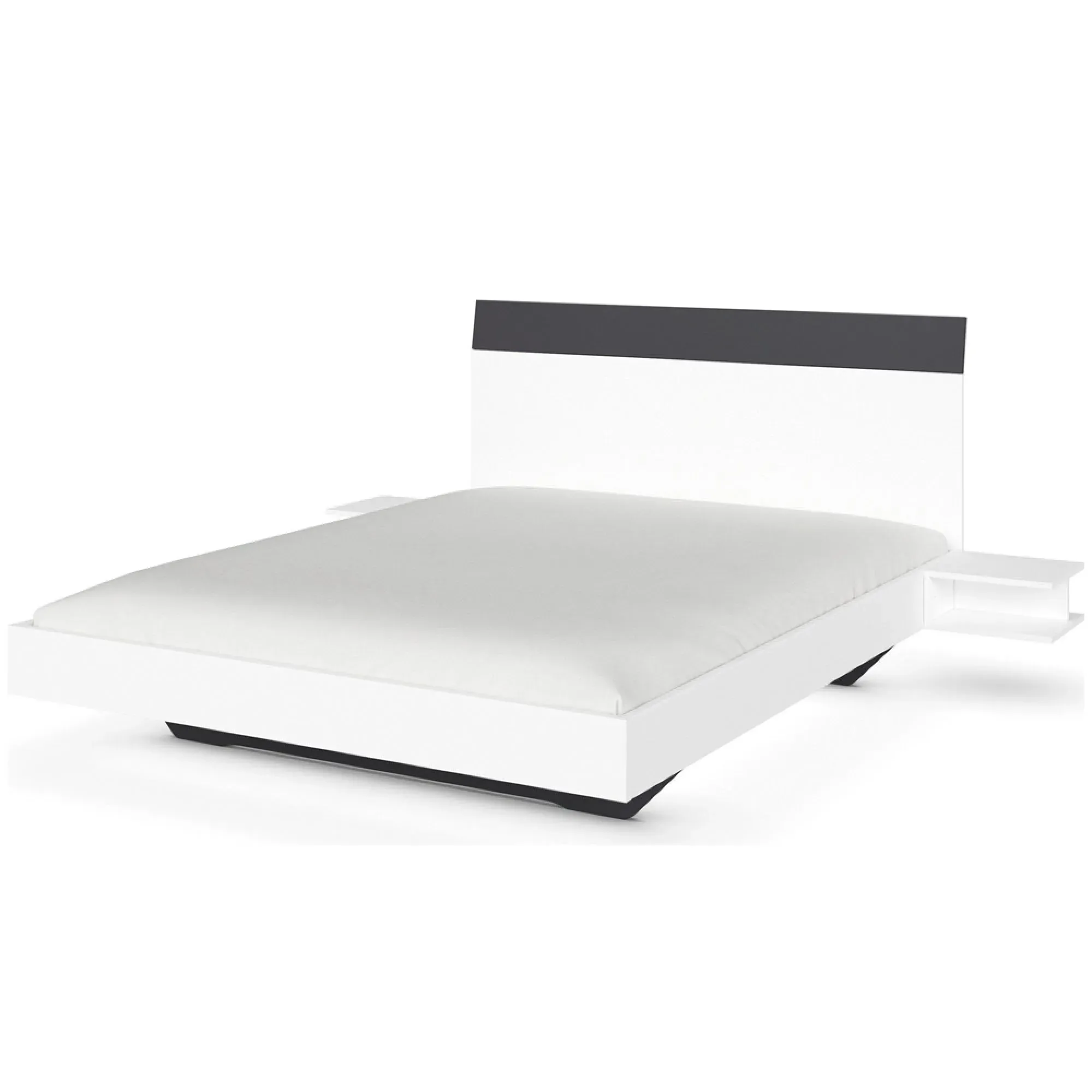 Monza King Size Bed with 2 Hanging Bedside Tables - Alpine White