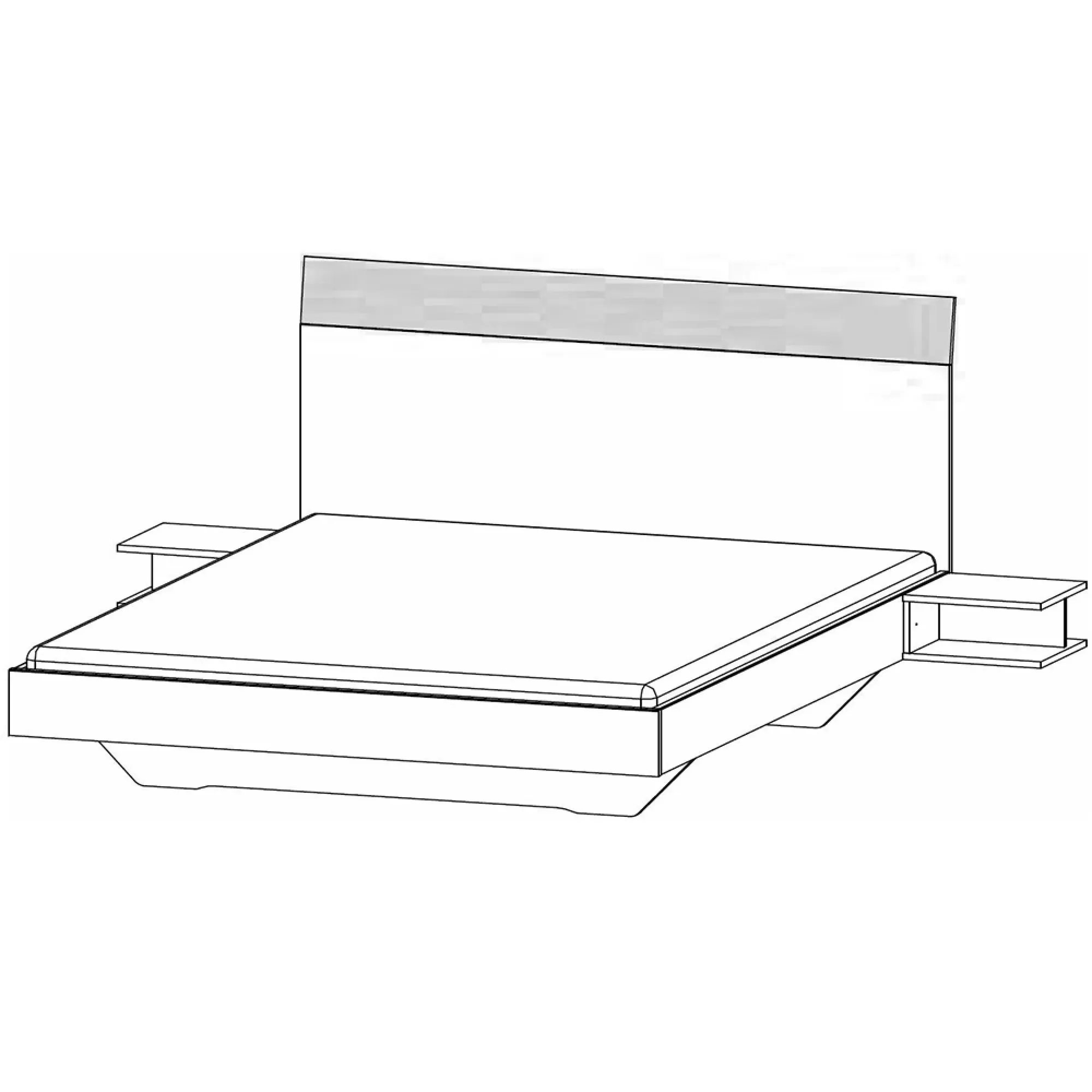 Monza King Size Bed with 2 Hanging Bedside Tables - Alpine White