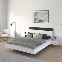 Monza King Size Bed with 2 Hanging Bedside Tables - Alpine White