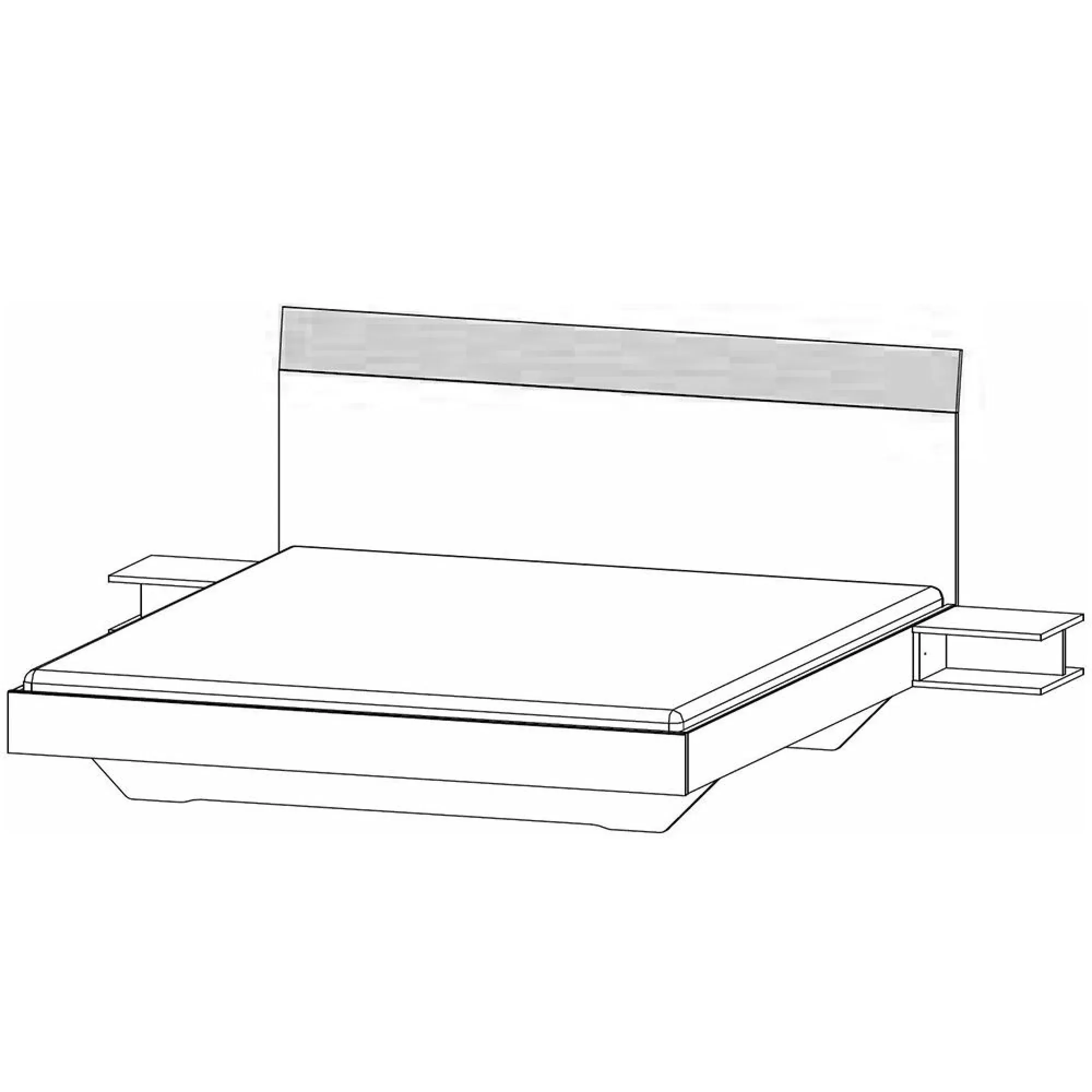 Monza Queen Size Bed with Hanging Bedside Tables - Alpine White