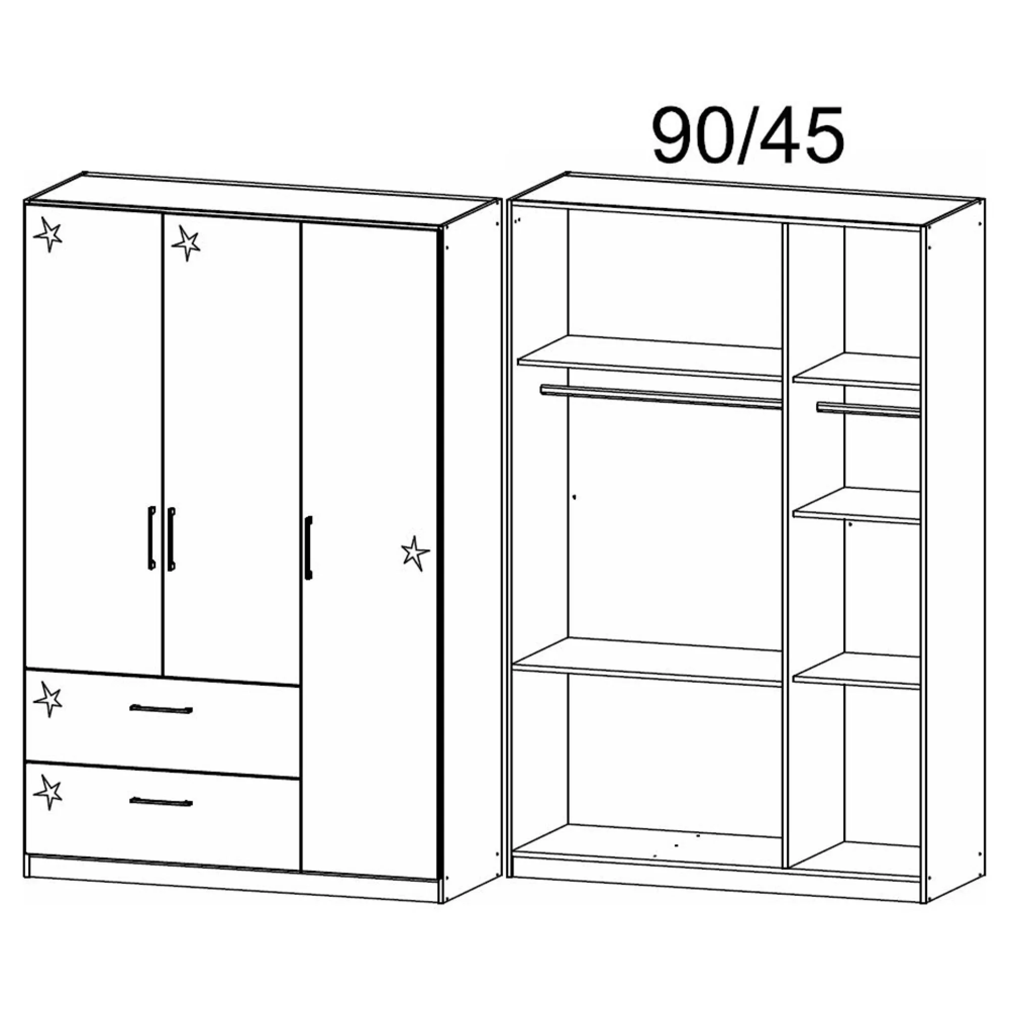 Morella 3 Door Wardrobe with Drawer - Sonoma Oak
