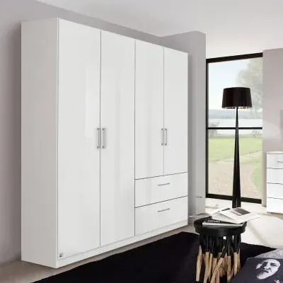 Morella 4 Door Wardrobe with Drawer - Alpine White