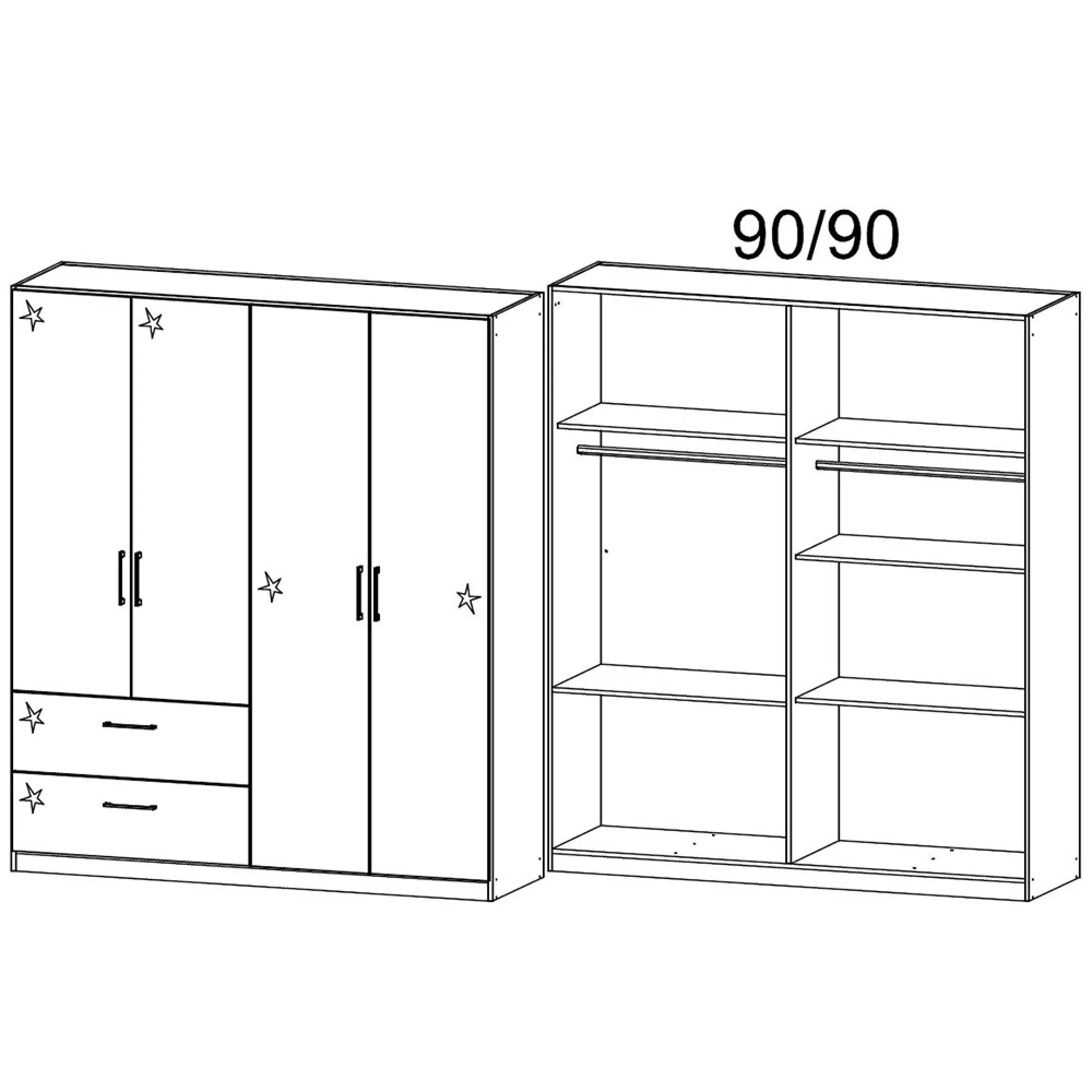 Morella 4 Door Wardrobe with Drawer - Sonoma Oak