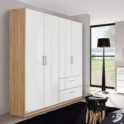 Morella 4 Door Wardrobe with Drawer - Sonoma Oak