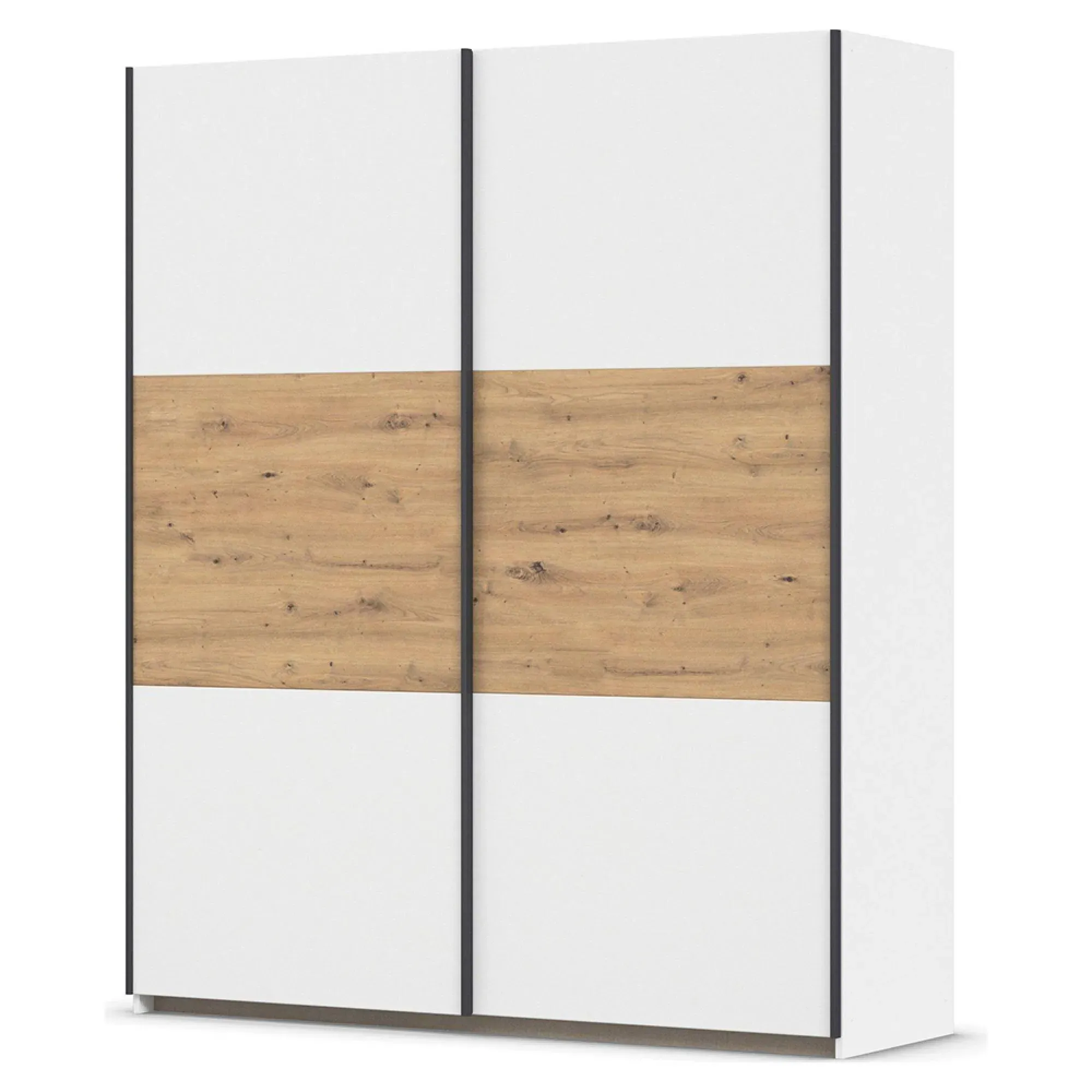 Neo 175cm 2 Door Sliding Wardrobe - Alpine White, Artisan Oak
