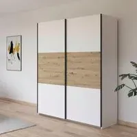 Neo 175cm 2 Door Sliding Wardrobe - Alpine White, Artisan Oak