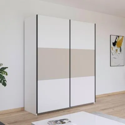 Neo 175cm 2 Door Sliding Wardrobe - Alpine White, Champagne