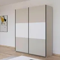 Neo 175cm 2 Door Sliding Wardrobe - Champagne, Alpine White