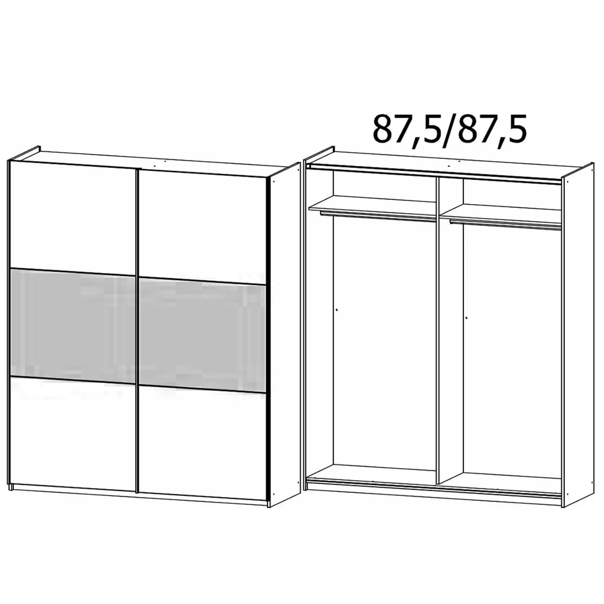 Neo 175cm 2 Door Sliding Wardrobe - Champagne, Metallic Grey