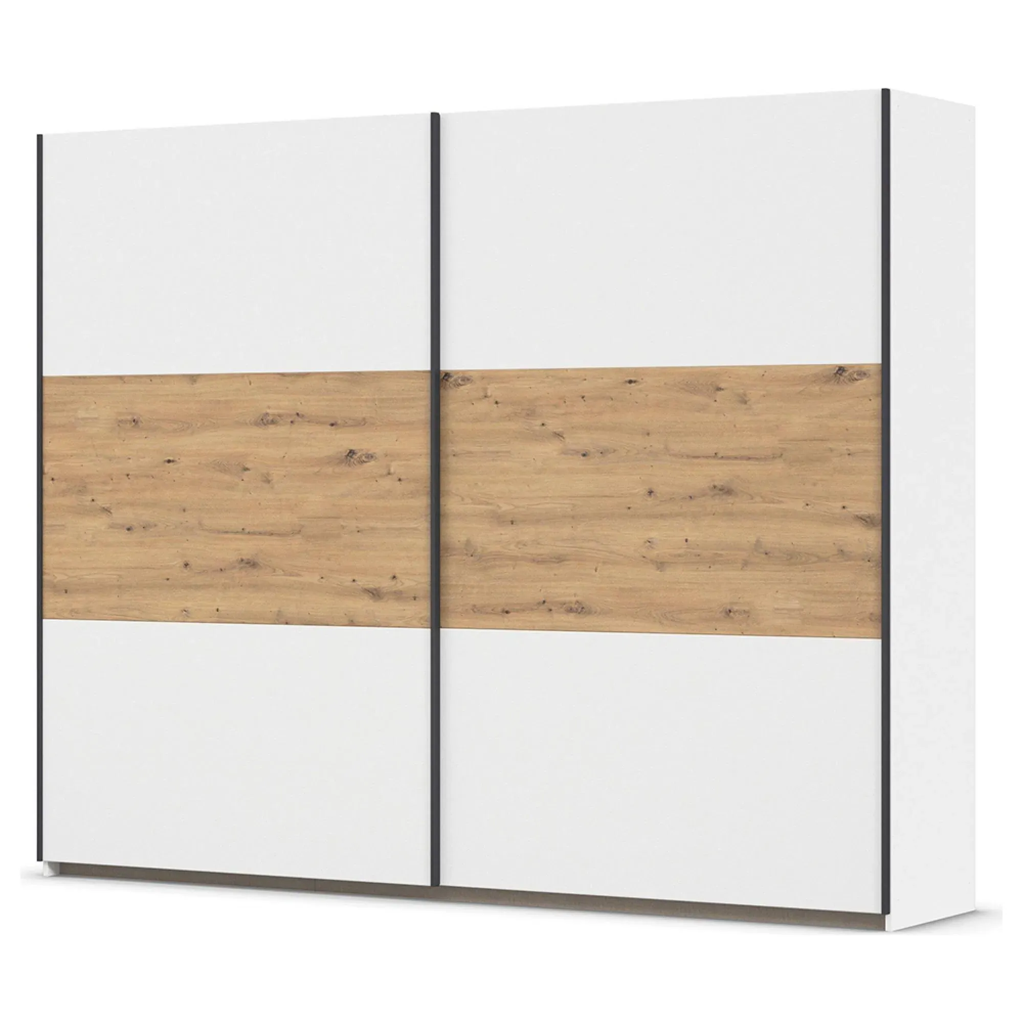 Neo 2 Door Sliding Wardrobe - Alpine White, Artisan Oak