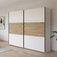 Neo 2 Door Sliding Wardrobe - Alpine White, Artisan Oak