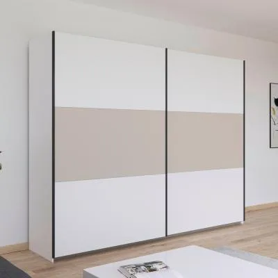 Neo 2 Door Sliding Wardrobe - Alpine White, Champagne