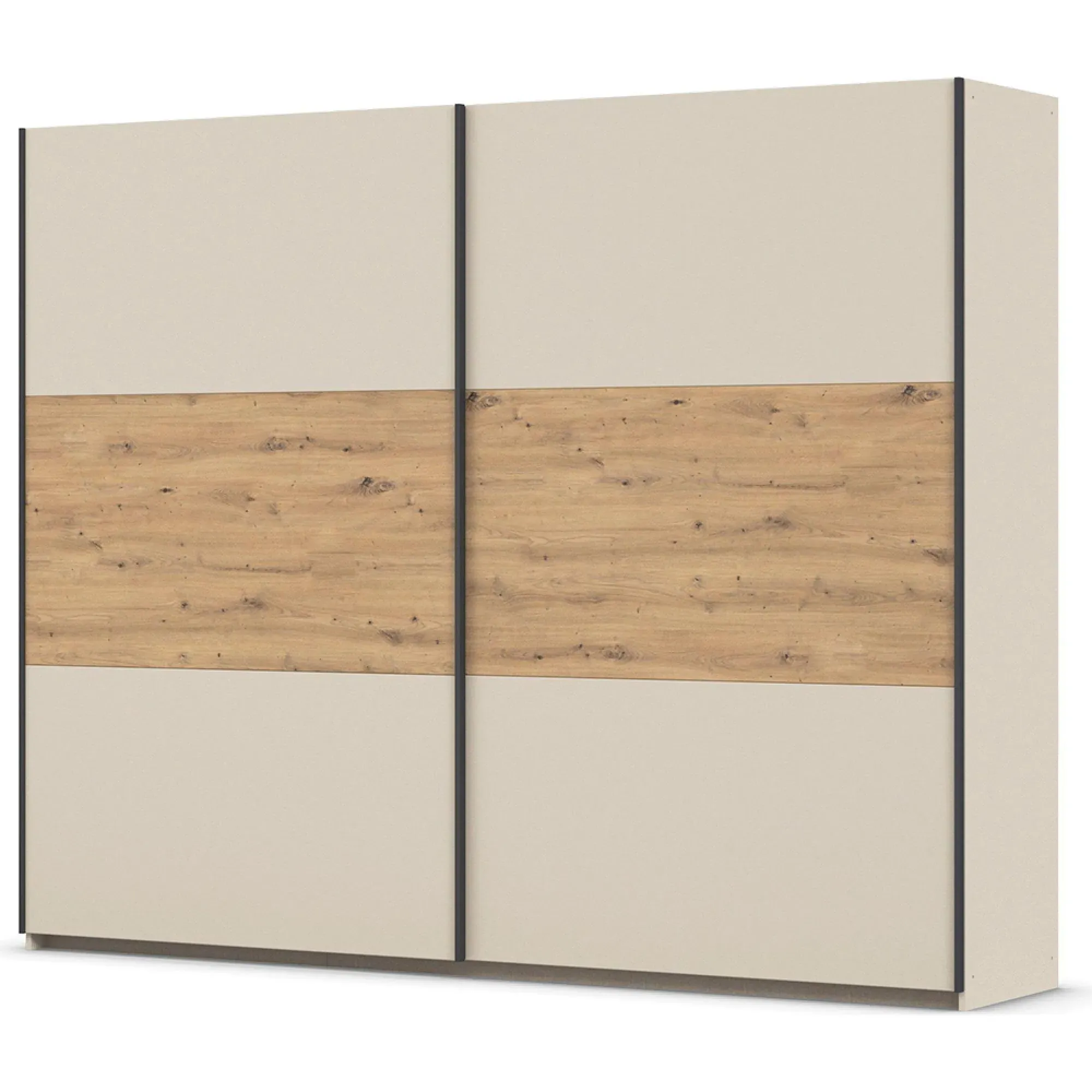 Neo 2 Door Sliding Wardrobe - Champagne, Artisan Oak