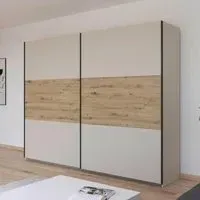 Neo 2 Door Sliding Wardrobe - Champagne, Artisan Oak