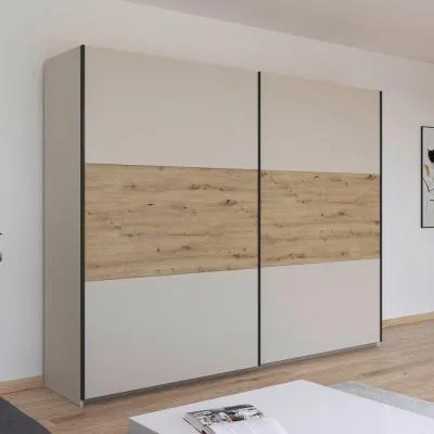 Neo 2 Door Sliding Wardrobe - Champagne, Artisan Oak