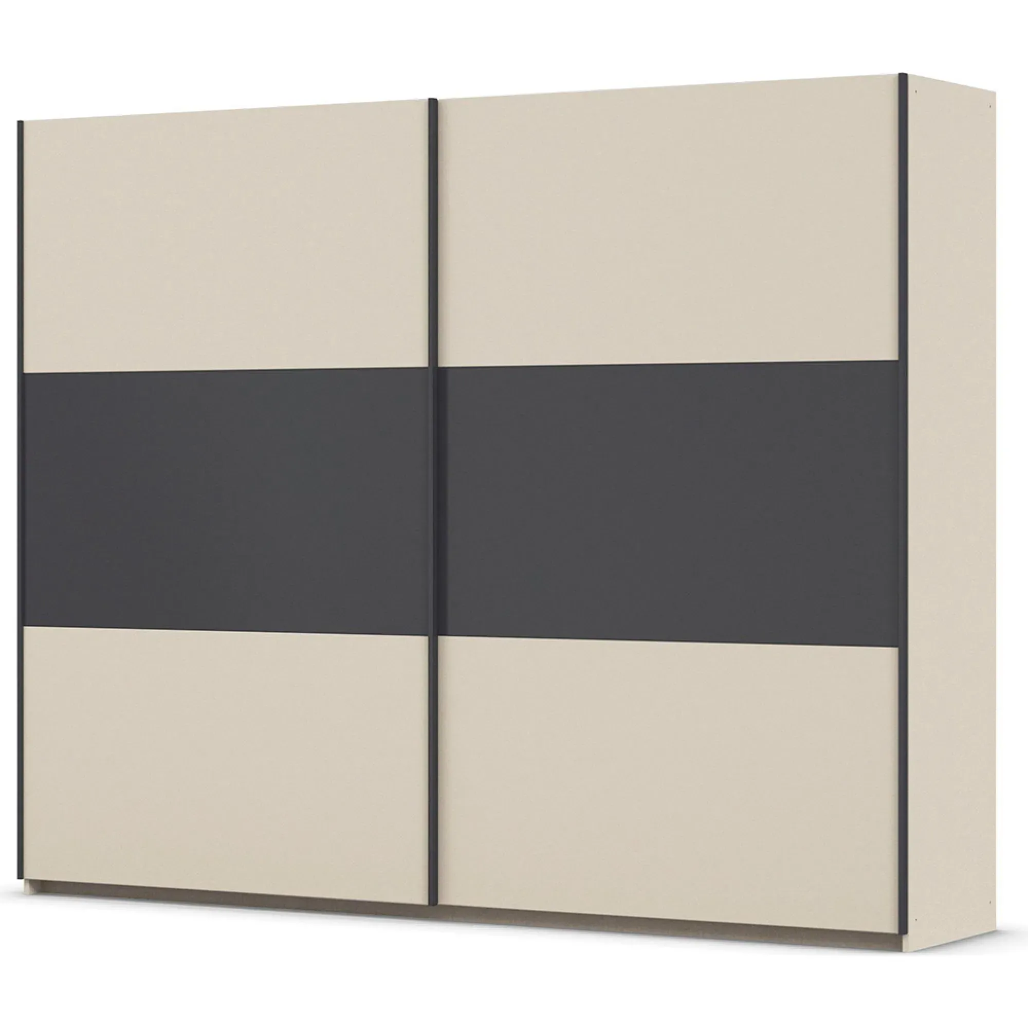 Neo 2 Door Sliding Wardrobe - Champagne, Metallic Dark Grey