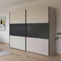 Neo 2 Door Sliding Wardrobe - Champagne, Metallic Dark Grey