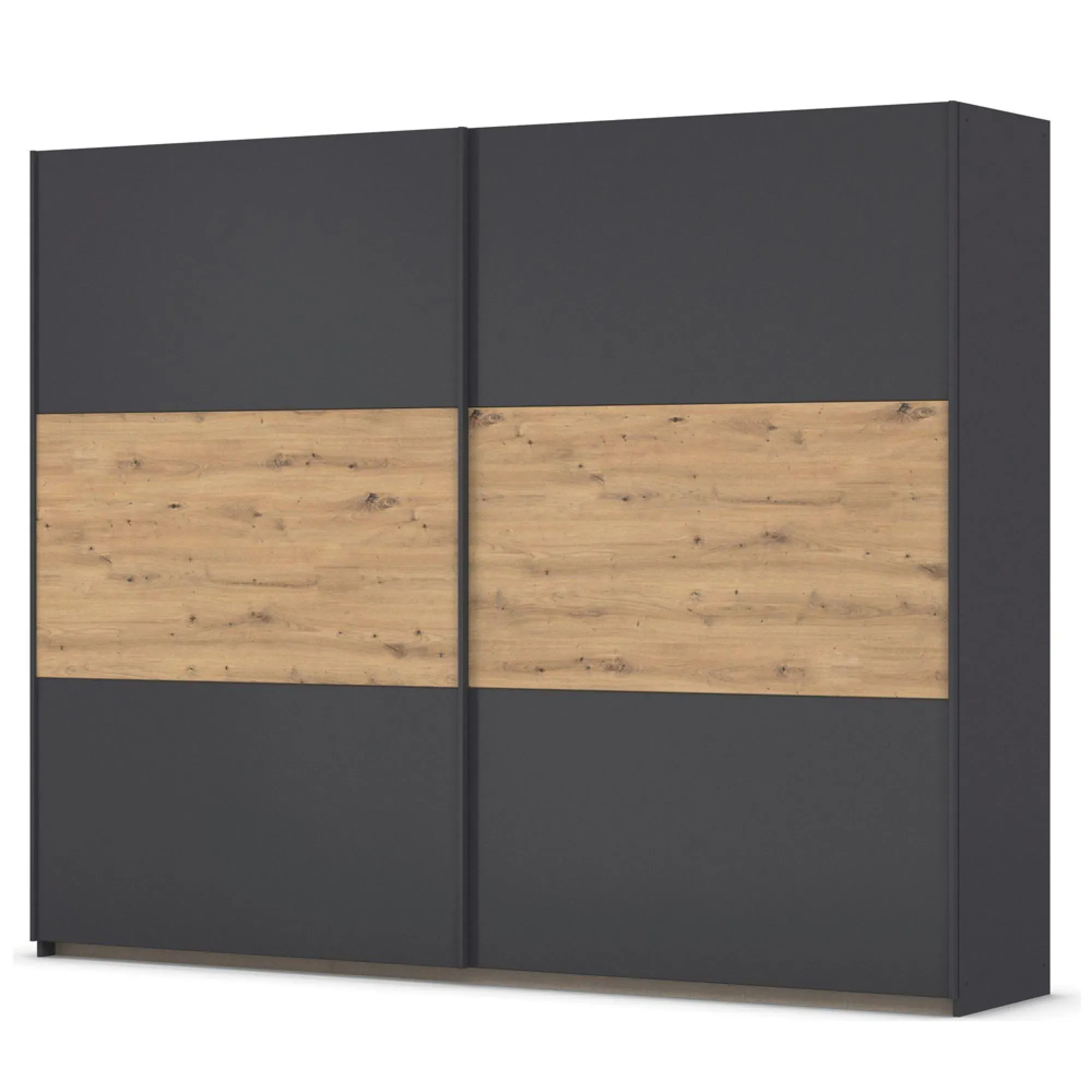 Neo 2 Door Sliding Wardrobe - Metallic Dark Grey, Artisan Oak