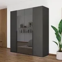Paola 4 Door Wardrobe - Graphite, Glass