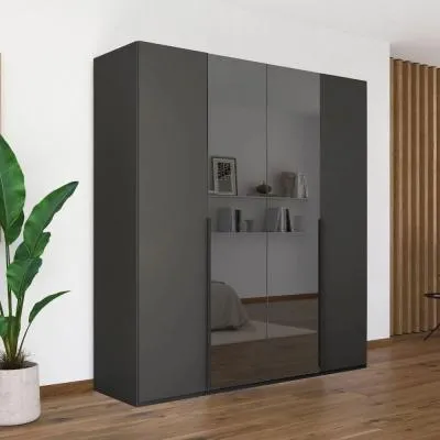 Paola 4 Door Wardrobe - Graphite, Glass