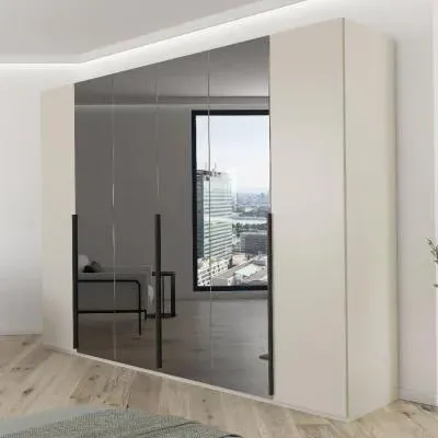 Paola 6 Door Wardrobe - Champagne, Glass