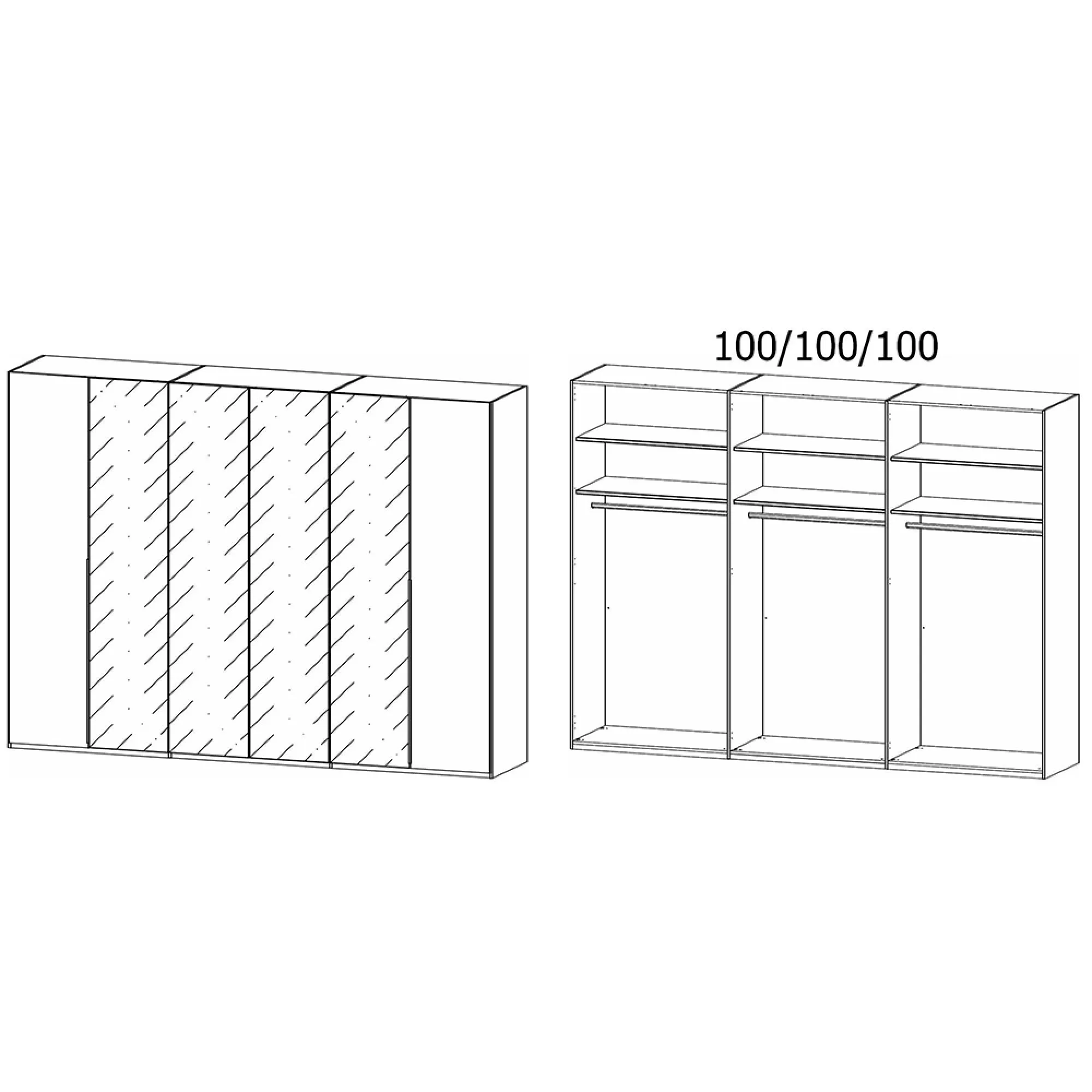 Paola 6 Door Wardrobe - Graphite, Glass