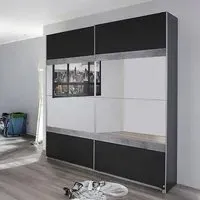 Penzberg 181cm 2 Door Sliding Wardrobe with Mirror - Grey