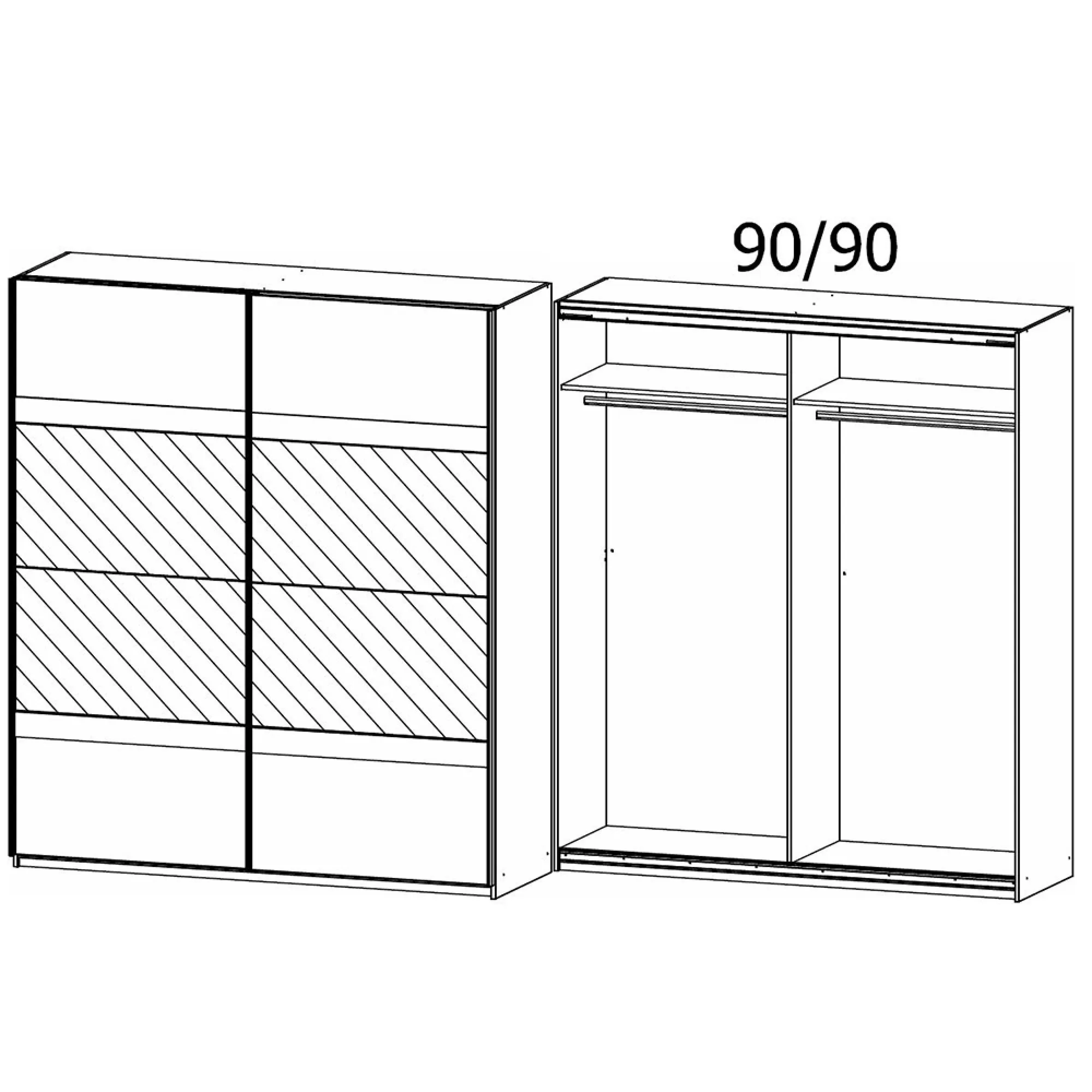 Penzberg 181cm 2 Door Sliding Wardrobe with Mirror - White