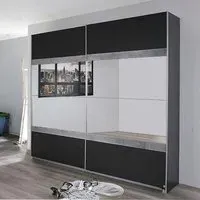 Penzberg 226cm 2 Door Sliding Wardrobe with Mirror - Grey