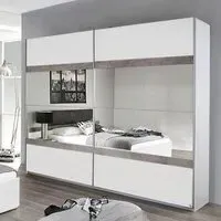 Penzberg 226cm 2 Door Sliding Wardrobe with Mirror - White