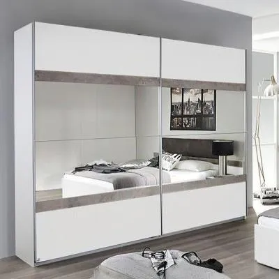 Penzberg 226cm 2 Door Sliding Wardrobe with Mirror - White