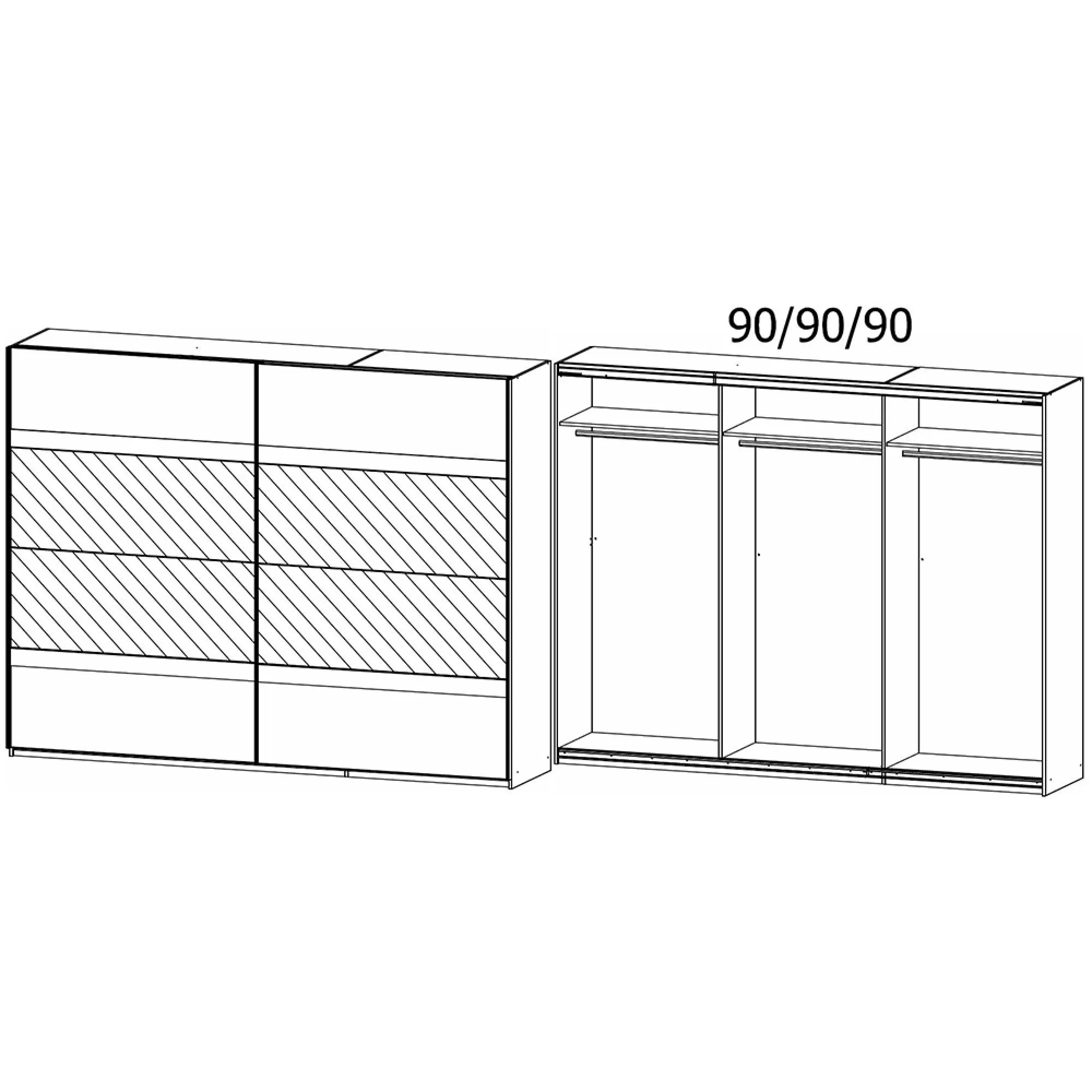 Penzberg 271cm 2 Door Sliding Wardrobe with Mirror - White