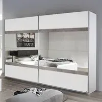 Penzberg 271cm 2 Door Sliding Wardrobe with Mirror - White