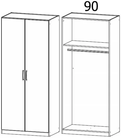 Pure Quadra-Spin 2 Door Wardrobe - Grey