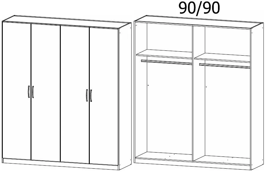 Pure Quadra-Spin 4 Door Wardrobe - Grey